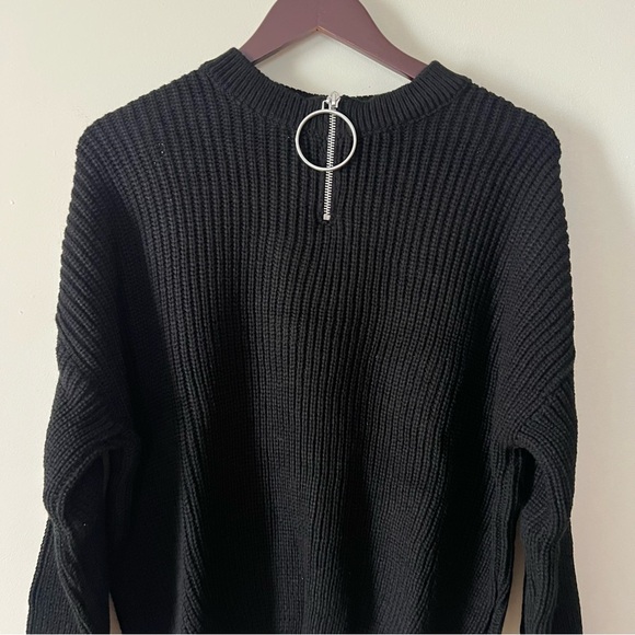 Koton Black Knit 1/4 Zip Neck Sweater Large Hoop Circle Pull NEW - Picture 11 of 16